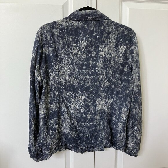 Annie Alexander Silk Shirt Womens M Tie Dye Blue White Button Up - Picture 3 of 5